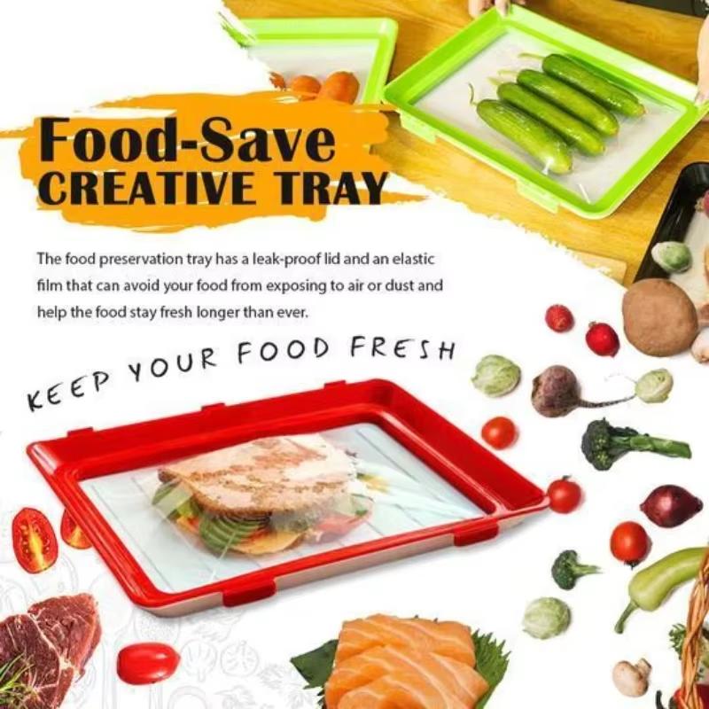 Creative Food Preservation Tray Reusable Stackable Food Tray Safety Plastic Meat Refrigerator Storage Tray Kitchen Tools