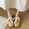 Flat Bottom Gentle Fairy Wind Soft Bottom Bag Head Slippers Female 2025 Summer Square Head French Lace Bow Half Slippers