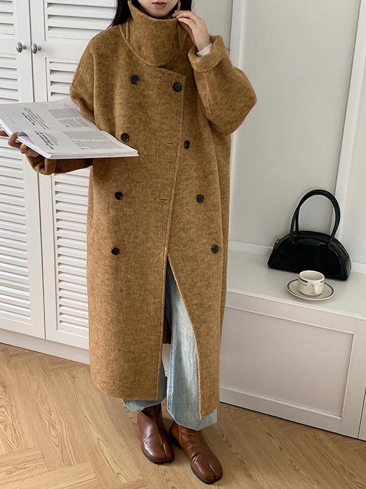 Women's High-End Double-Sided Wool Coat with Stand Collar - 2026 Autumn/Winter Collection