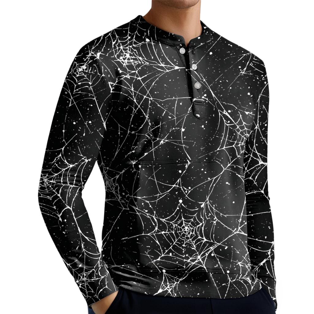 Herren Casual Button-Down Sweatshirt Mode Bedrucktes Langarmshirt Pullover