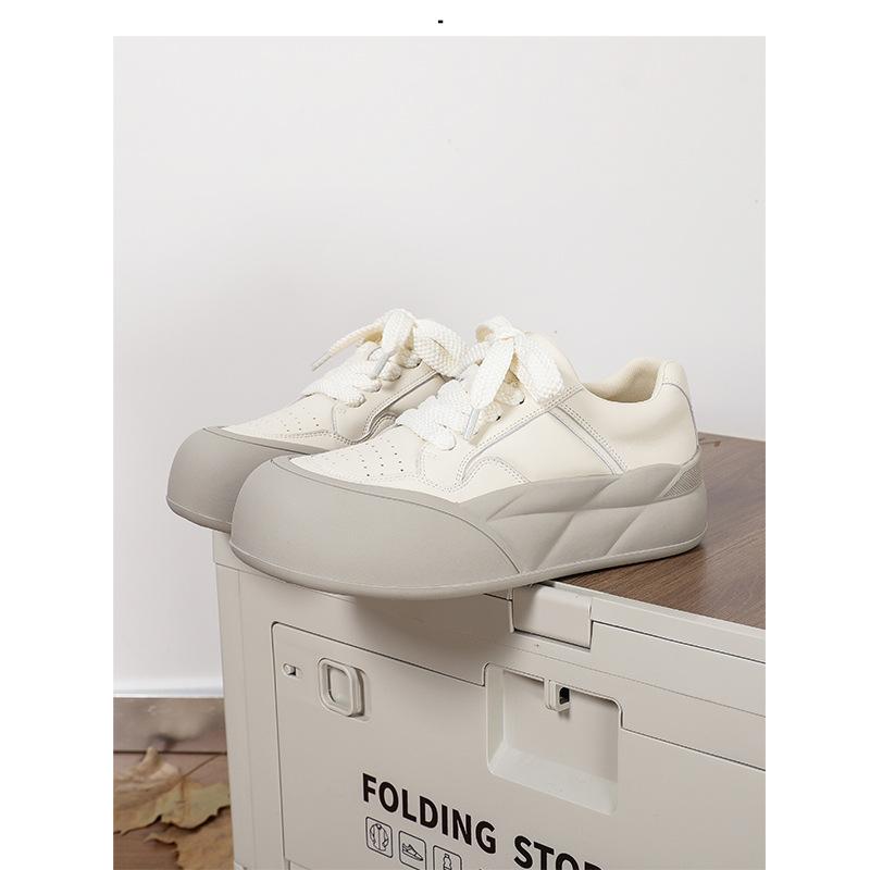 Lace-up bread little white shoes women's Korean version comfortable sports fluffy muffin thick sole ugly cute soft sole heightening big head sho