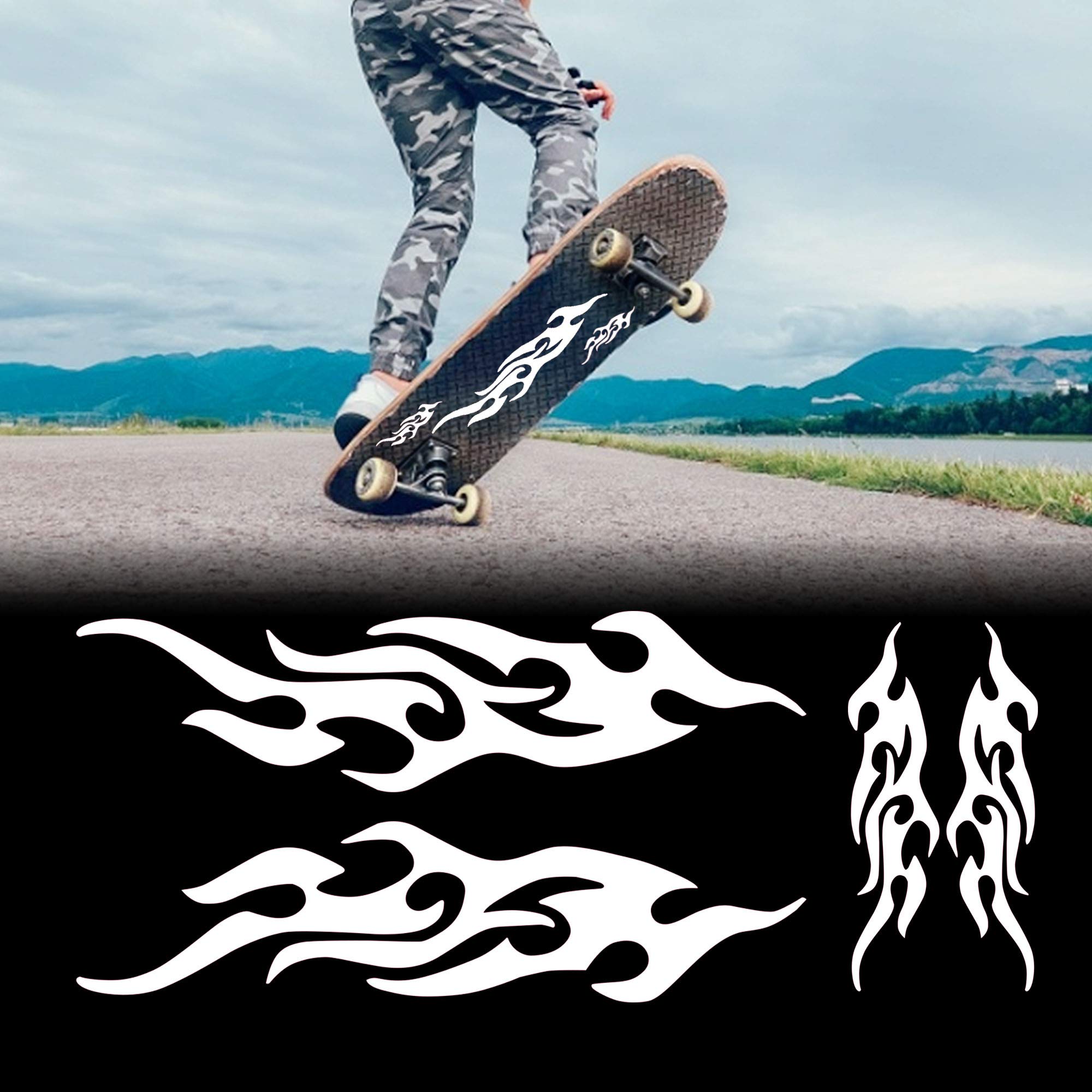 

TOMALL 4pcs 12cm + 29cm Car Frame Reflective Sticker Frame Racing Sports Stripe Decal белый