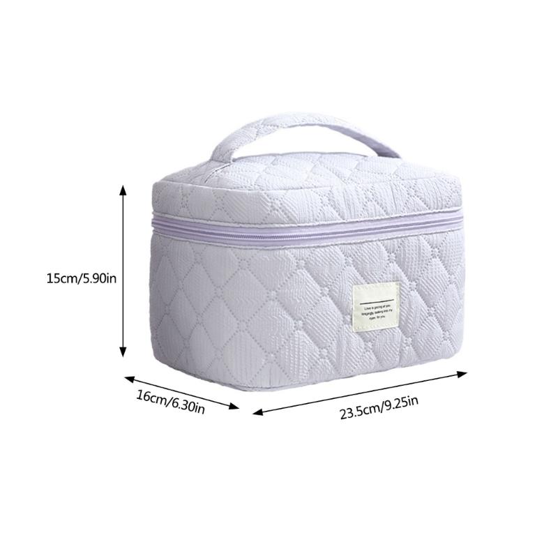 Fashion Cotton Makeup Bag Storage Organized Spacious Beauty Case With Zippered Quilted Cosmetic Bags