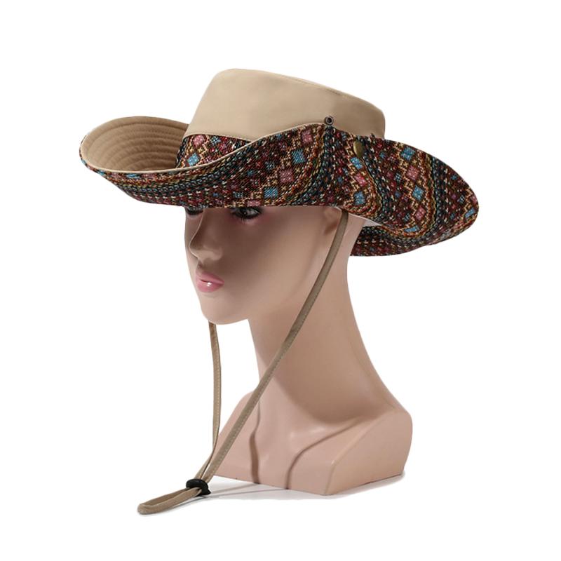 Ethnic Wind Hat Summer Vintage Mountaineering Hat Outdoor Big Brim Sun Hat Sunscreen Sunshade Fisherman Hat