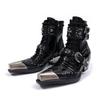 Stivali Chelsea Punk Metal Punk con Tacco Spesso Punta Affilata Gambale Corto Uomo e Donna Stesso Stile Borchie Scure Rialzanti Cavaliere