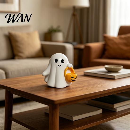 Fine Workmanship Halloween Decor Ghost Ornaments, Resin Desktop Hanging Pumpkin Party Basket Design, for Holiday Cute Ornament