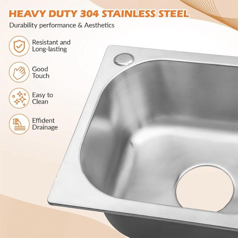 Vierkante Keukenbakken van Roestvrij Staal Afwasbak Badkamer Handenwasbak Enkele Kom Afwasbak