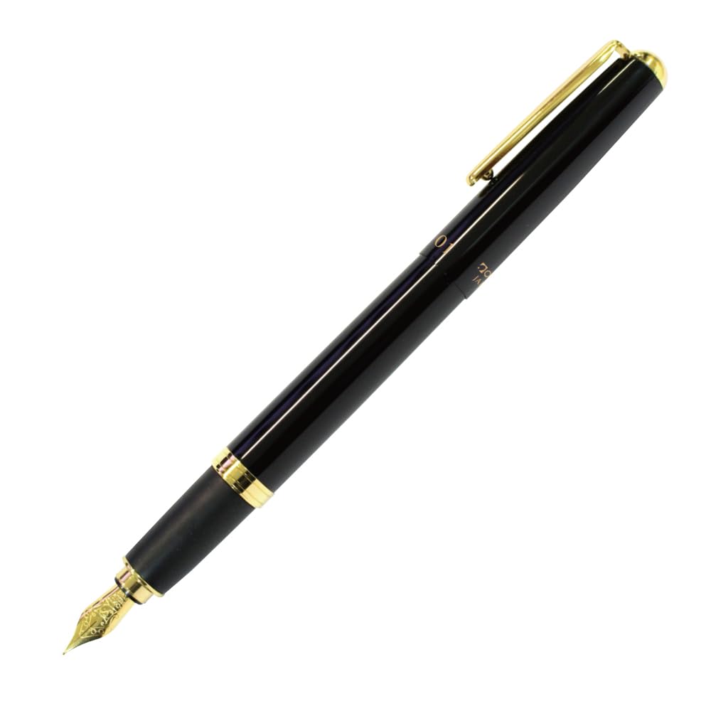Haute Fountain Pen, Gold Parts Model FF01G, Thick Barrel, Black, FF01-GBK