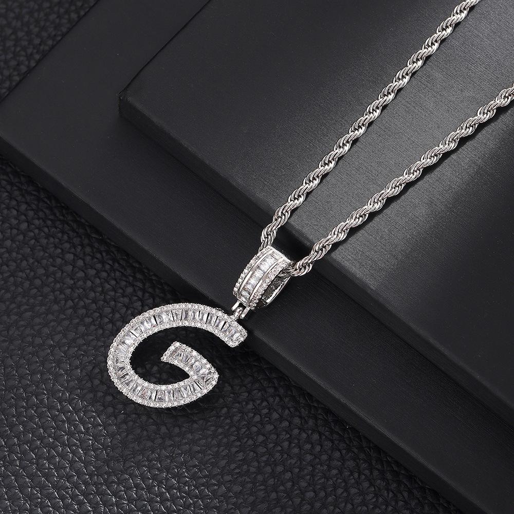 Hip Hop Letter Pendant Zircon Necklace Popular Instagram Personalized Accessory Niche Design Men's and Women's Pendant Necklace