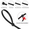 100 Pièces Attaches Autobloquantes en Nylon Ruban d'Assemblage Noir Durable Anti-Corrosion et Anti-Gel Haute Ténacité Attaches Corde d'Assemblage