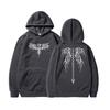 Death Wings Print Zipper Hoodie Men Women Gothic Y2k Jacket Hoodies Casual Sweatshirt Coat Streetwear Winter Autumn