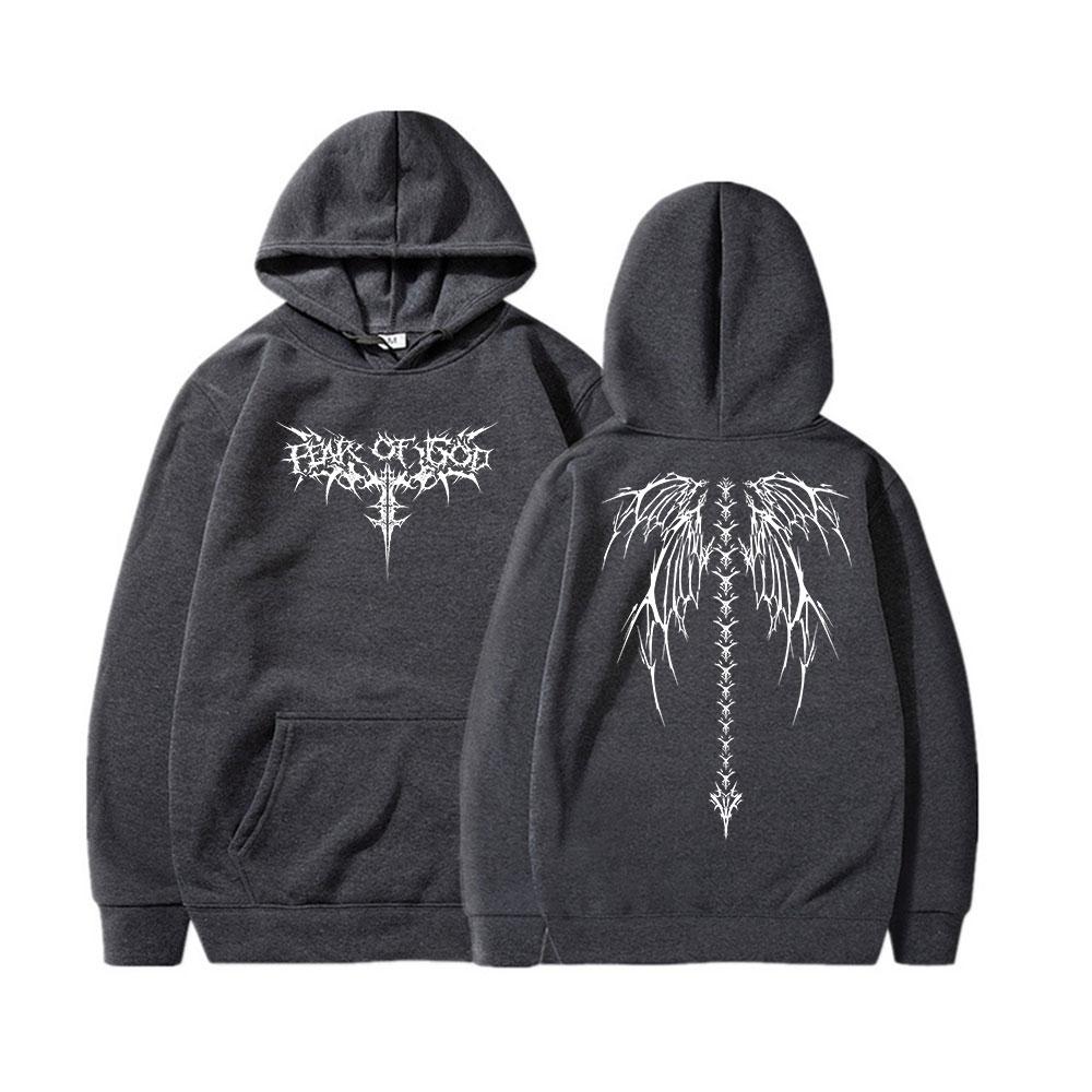 Death Wings Print Zipper Hoodie Men Women Gothic Y2k Jacket Hoodies Casual Sweatshirt Coat Streetwear Winter Autumn