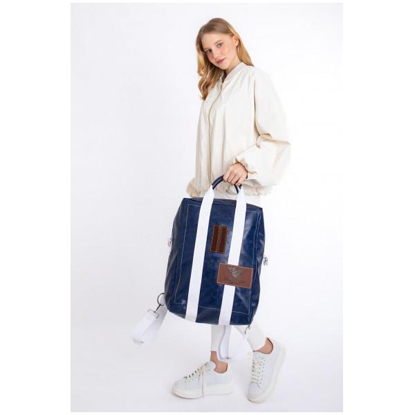 

Noval Company Navy Blue Zippered Unisex Backpack And Handbag