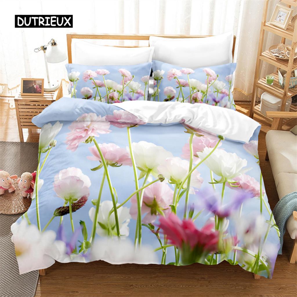 Butterfly Flower Queen Bedding Set Duvet Cover Set Bedding Digital Printing Bed Linen King Size Duvet Cover Set Bedding Set