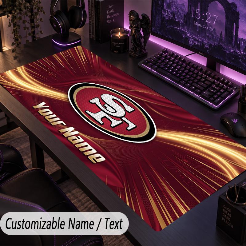 Large Mouse PadSan Francisco 49ers Custom Name Text Personalized Desk Mat Non Slip Gaming Pad