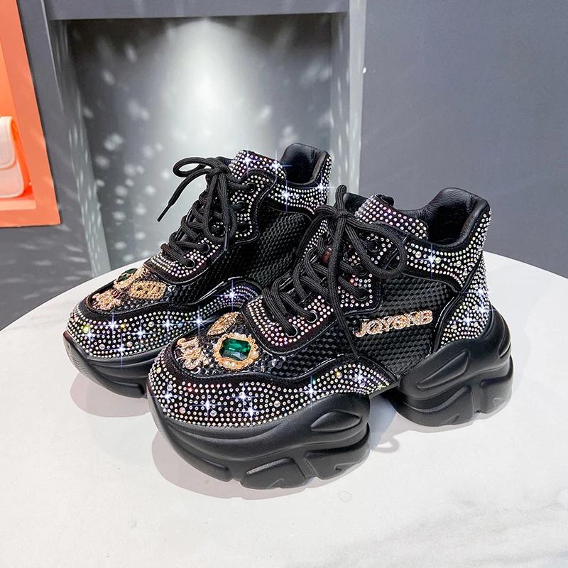 Fashion Women'S Shoes New Rhinestone Women'S Sneakers Diamond Breathable Luxury Designer Casual Platform Shoes  Mujer
