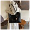 Korean Style Minimalist Bucket Bag Women Faux Leather Tote Shoulder Handbag Large Capacity Commuter Purse