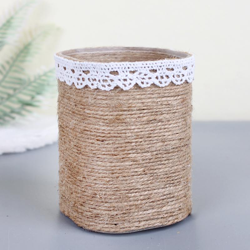 Handmade Jute Rope Pen Holder: DIY Material Kit for Flower Creation & Office Storage