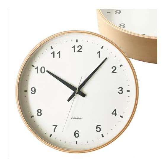 KATOMOKU plywood clock natural km-33LRC wall clock continuous second hand diameter 30.4cm (radio clock)
