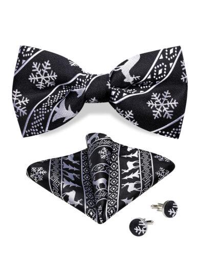 Conjunto de abotoaduras masculinas de seda azul ajustável com gravata borboleta Paisley floral Hanky