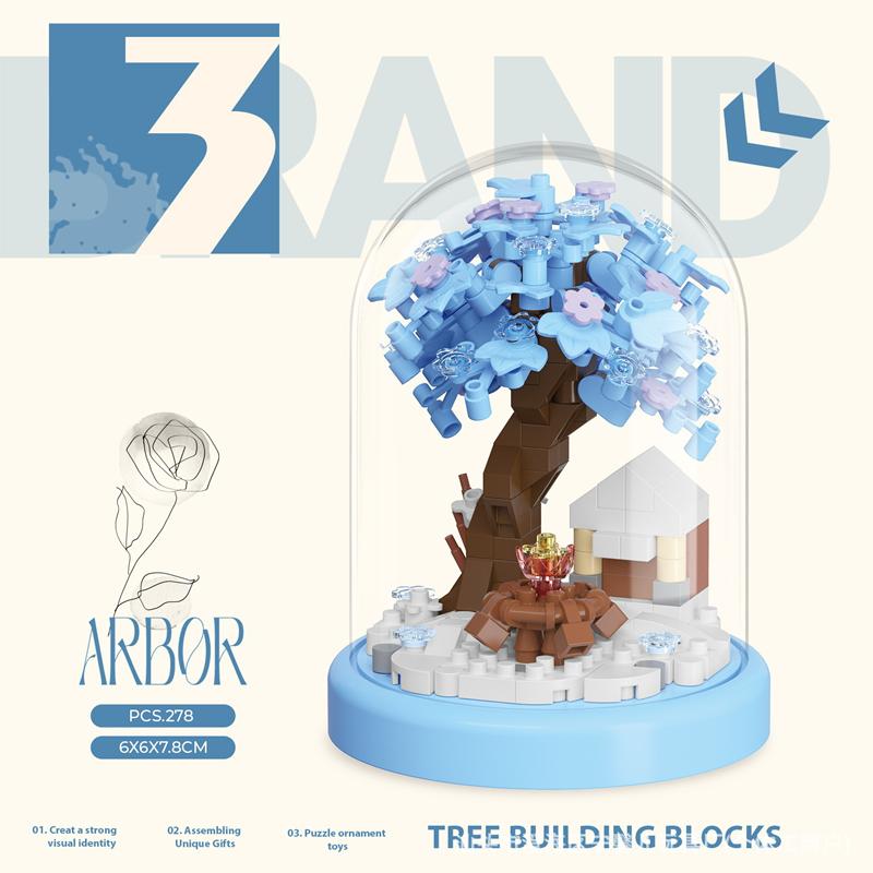 Cadou de Ziua Îndrăgostiților Casă în Copac cu Flori de Cireș Blocuri de Construcție Buchet Puzzle Asamblare Jucărie Imagine Ornamente