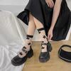 British Style Black Small Leather Shoes Women's Spring and Autumn Models Japanese Thick-soled Heightened Mary Jane Shoes Lolita Jk Shoes