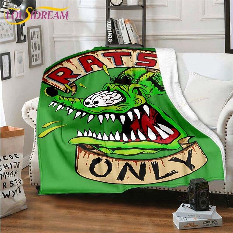 Rat Fink Blanket Throw Blanket Couch Quilt Cover Travel Bedding Throw Blanket Flannel Blanket Bedspread Blankets for Beds