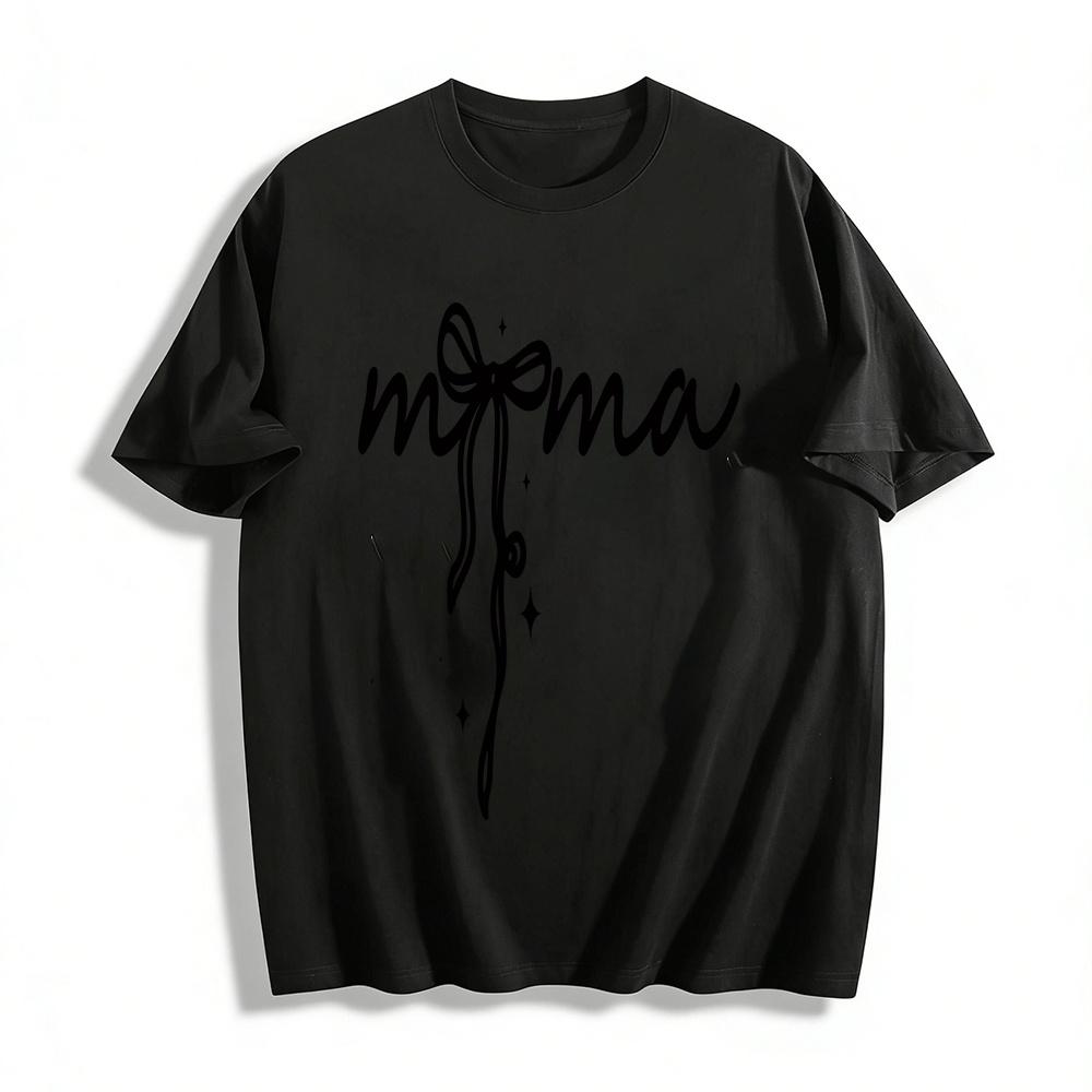 

Bow Mama Print Casual Short Sleeve T-Shirt Pure cotton T-shirt XXS