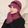 Ladies rabbit fur knitted thermal cap in the elderly grandmother fleece cold wool ear hat fashion mother