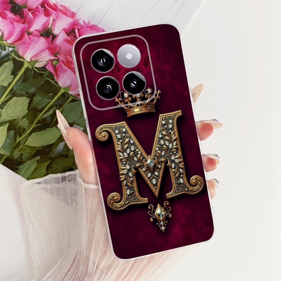 For Xiaomi Mi 14 Pro Case Cute Crown Letters Cover Clear Silicone Soft Slim Phone Case For Xiaomi 14 Pro Mi14 Pro 5G Fundas Bags