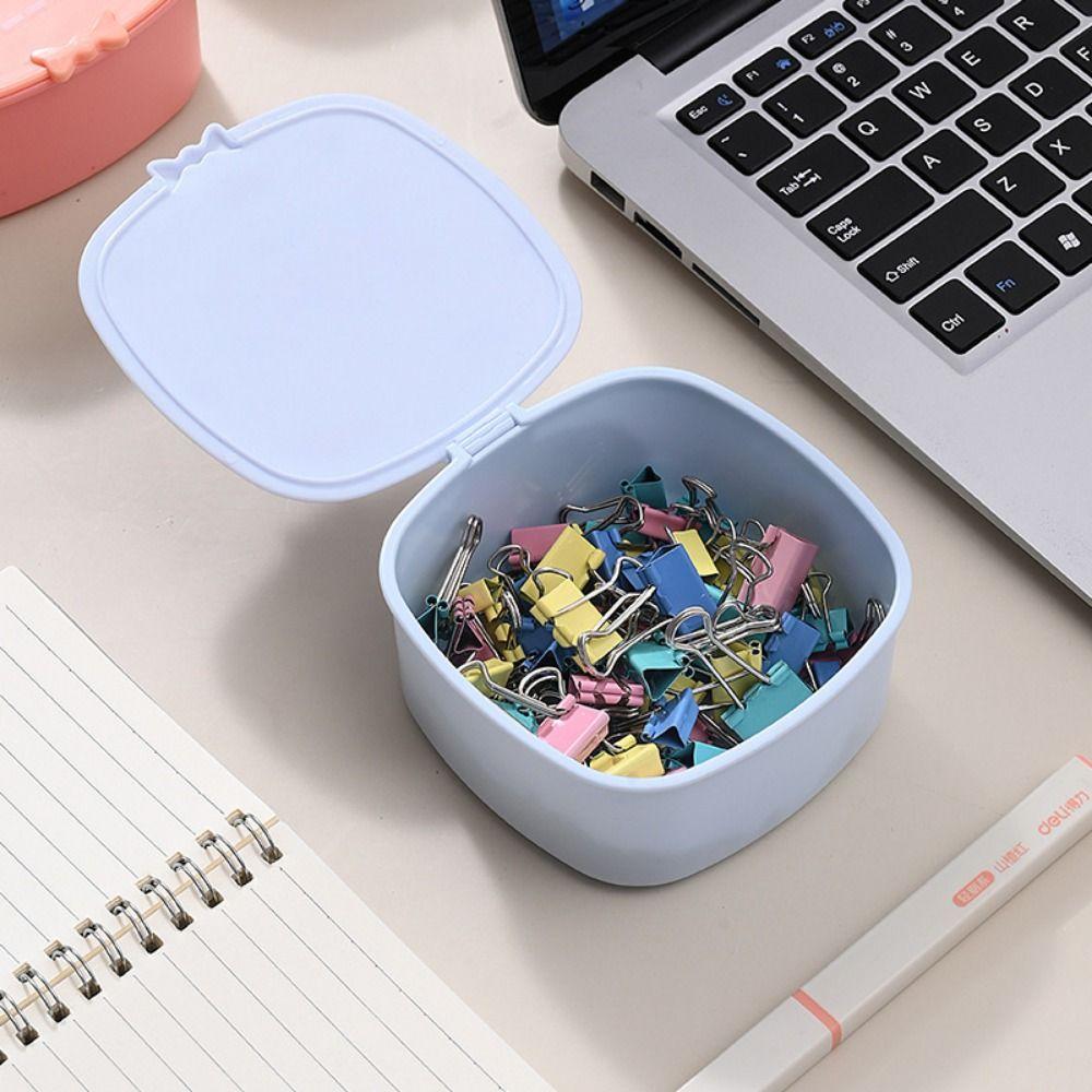 2Pcs Thickened Hair Clips Storage Box Mini Desktop Storage Box Cartoon Jewelry Box  Student
