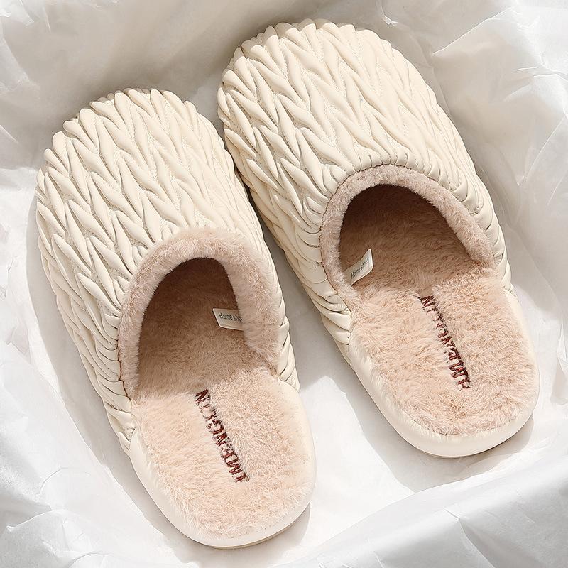 Cotton slippers winter new indoor home warm velvet thick-soled non-slip cotton shoes winter