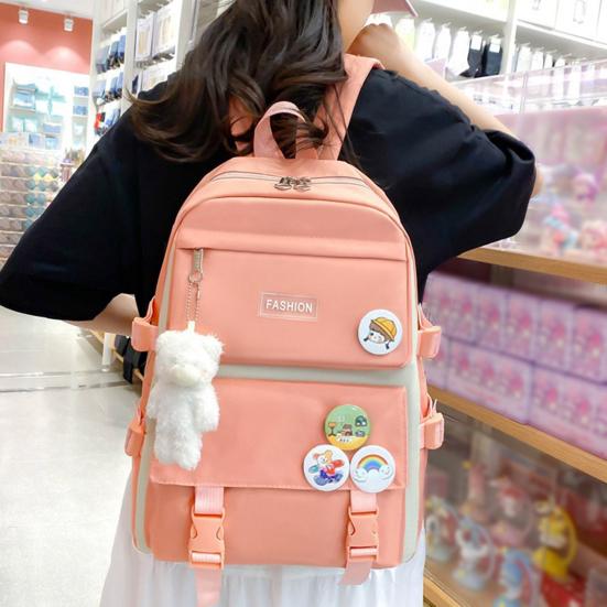 4 Pcs/Set Student Backpack Set Includes Crossbody Bag Pencil Case And Tutoring Bag Large Capacity