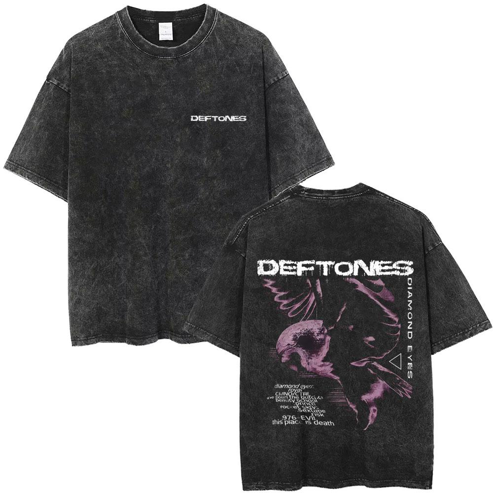 Benber vintage style Gewassen Vintage Deftones Diamond Eyes Album Grafisch T-shirt Mannen Vrouwen Retro Rock Pop Muziek T-shirts Heren Oversized Korte Mouw L