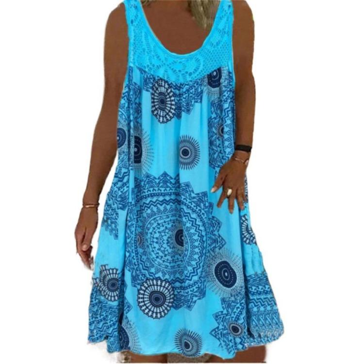 

Summer Spring Women s Casual Sleeveless U-Neck Print Fashion Dresses XXXXXL