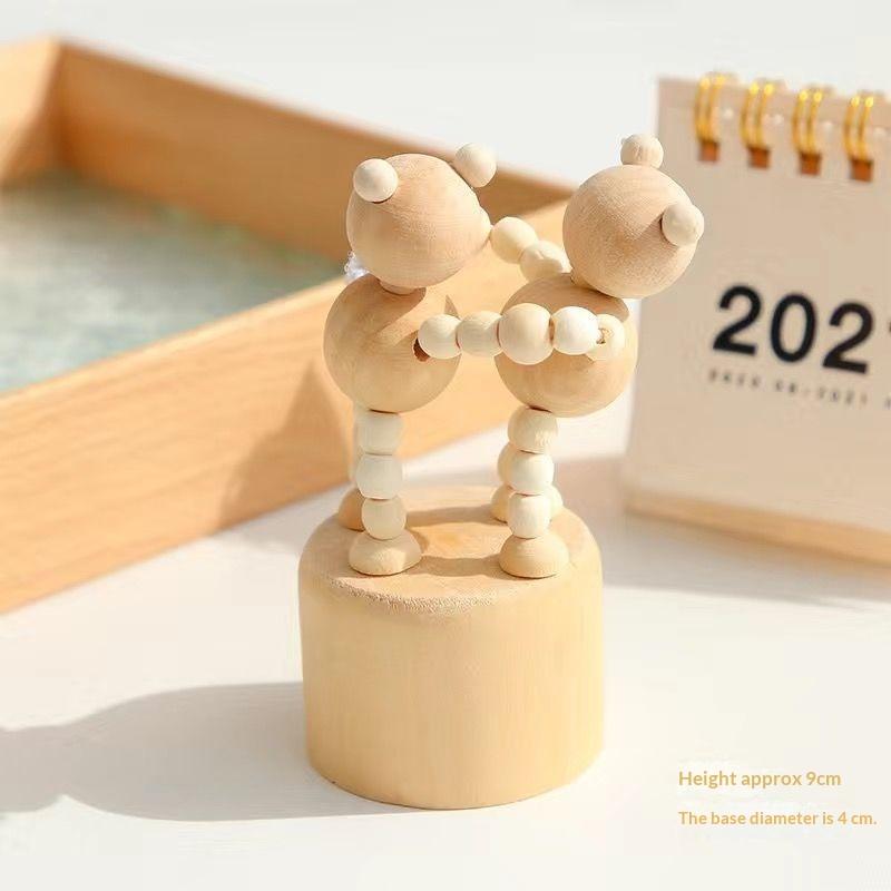 Latest Wooden Finger Puppet Toy Cartoon Mini Desktop Movable Elephant Tiger Dog Puppet Figurine For DIY Home Party Decoration