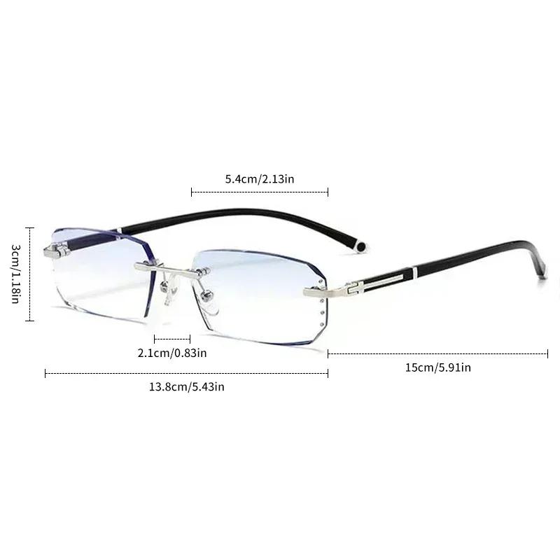 Diamond Trimmed Frameless Photochromic Reading Glasses Fashionable Business Men Glassess Anti Blue Light Presbyopia Glasses