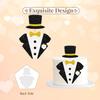 Little Man Cake Topper, Little Boss Cake Decor, Black&Gold Glitter Tuxedo Suit Bow Tie Cake Topper Set for Boy Baby Shower, Welcome Baby/Boy Men