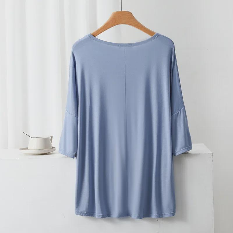 Women's Summer Modal Batwing Sleeve Top - Slimming, Loose, and Stylish.