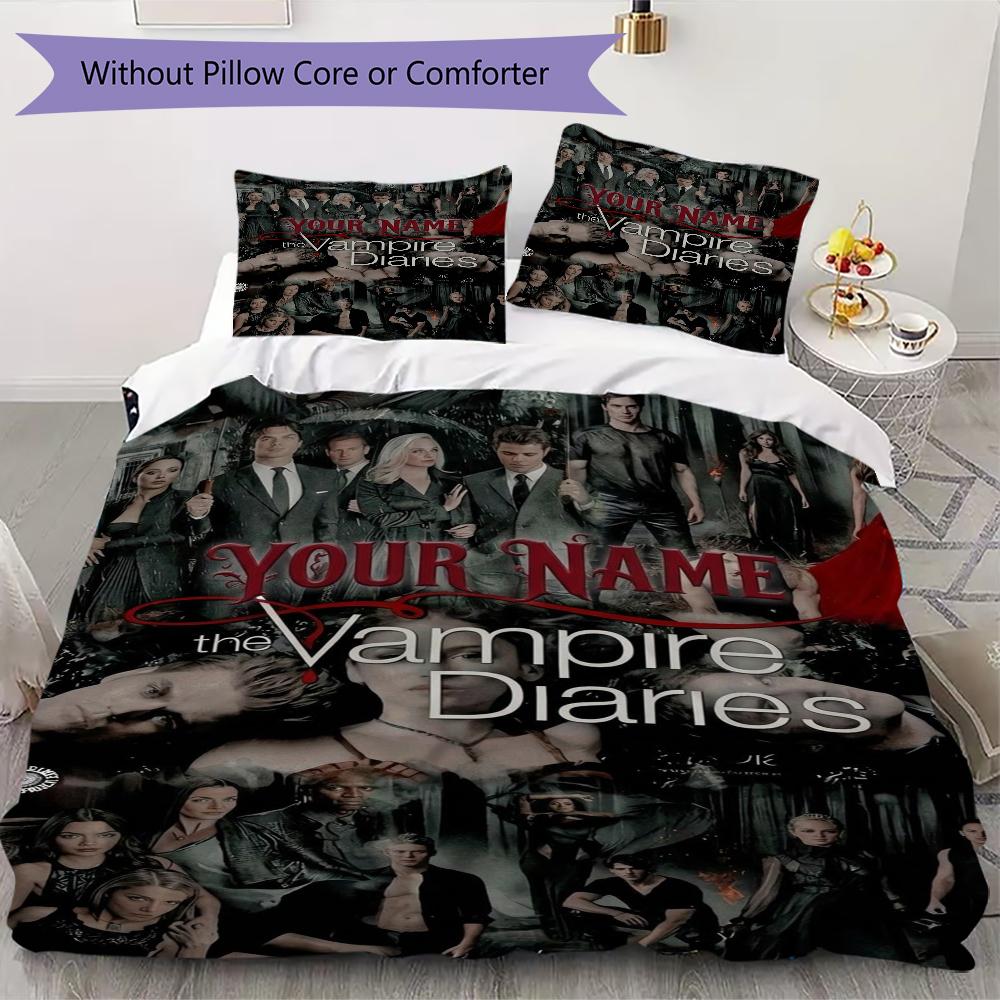 Custom Name Vampire Diaries Pattern Bedding Uilt Set Uilt Cover Pillowcase Home Decoration Birthday Gift (1*duvet Cover+2*pillowcase Without Core)