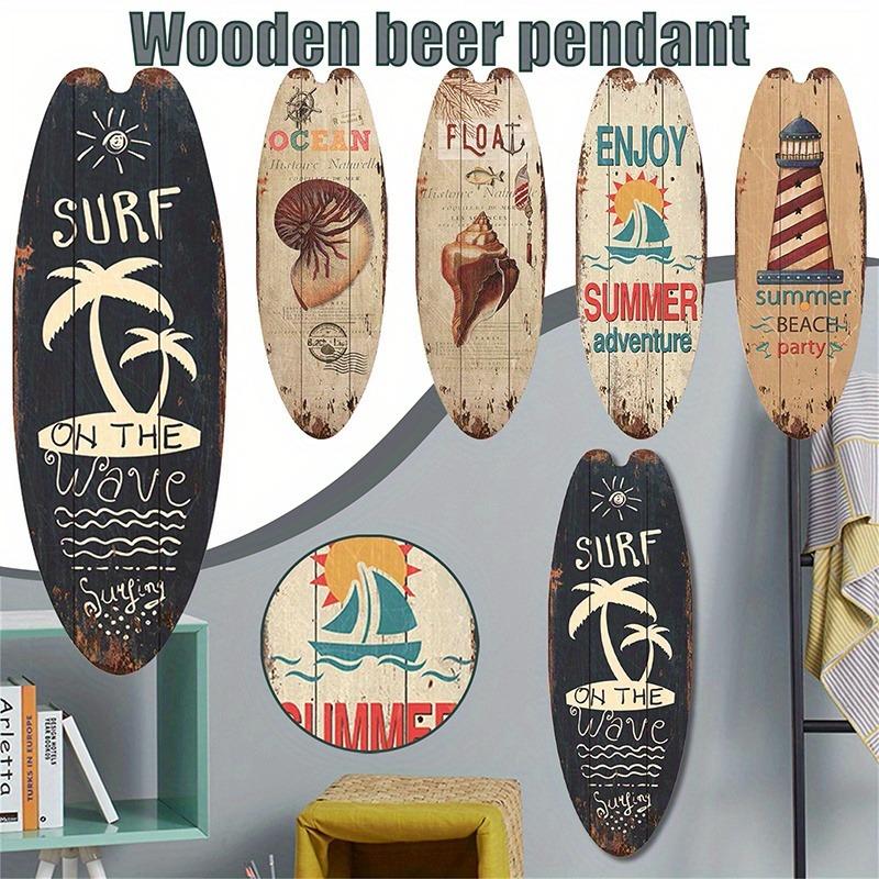 Summer Beach Ocean Theme Decorative Board Vintage Wooden Printed Door Sign Sea Surfboard Welcome Bar Home Wall Hanging Pendant
