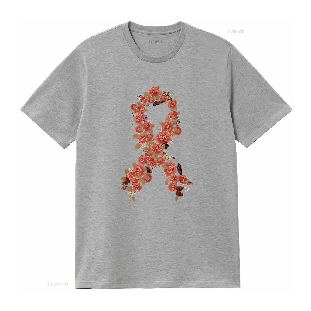 Womens Peach Ribbon Uterine Endometrial Cancer Awareness T Shirt Black 2X Large vintage Washed Unisex fashion Slightly