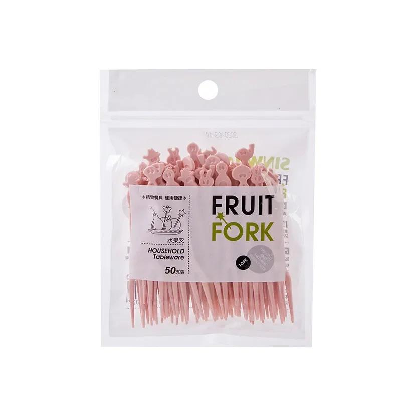 

50 шт. вилка-соник для вечеринки в стиле Человека-паука, украшение на день рождения, барбекю, свадебные палочки, набор для стежки, Disne, бытовая пластиковая еда, торт, фрукты розовый