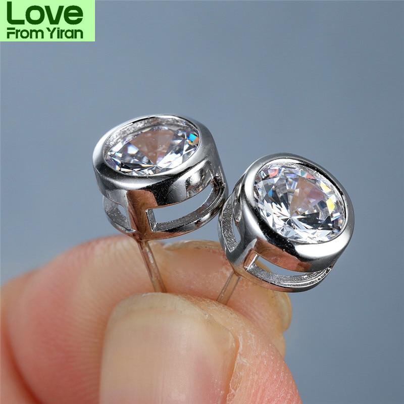 925 Sterling Silver White Sapphire Lab Diamond Stud Earrings For Women Wedding Jewelry Engagement Earrings 6 /7 /8mm Round Stone