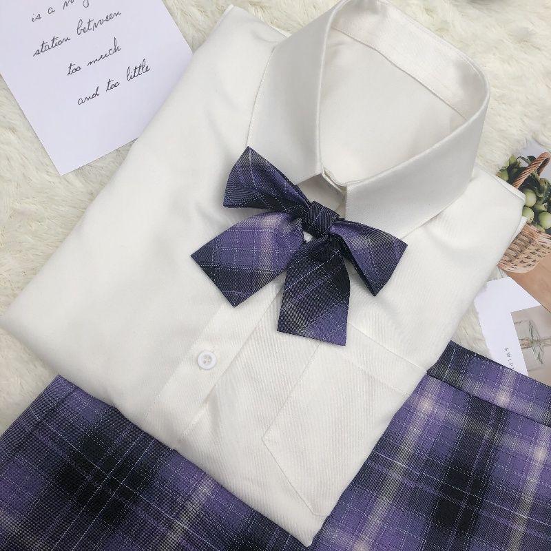 Original JK Academy Style Women's Short Sleeve White Shirt with Pointed Square Collar