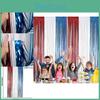 Vibrant Red White And Blue Independence Day Streamer Curtains For Festive Home Decor