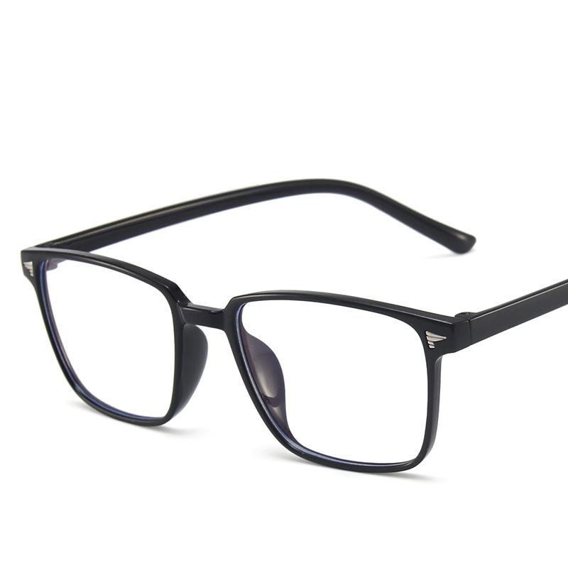 New Retro Glasses Frame Fashionable Eyeglasses Anti Blue Light Trendy Square Flat Mirror Women Man Spectacle Decorative Eyewear