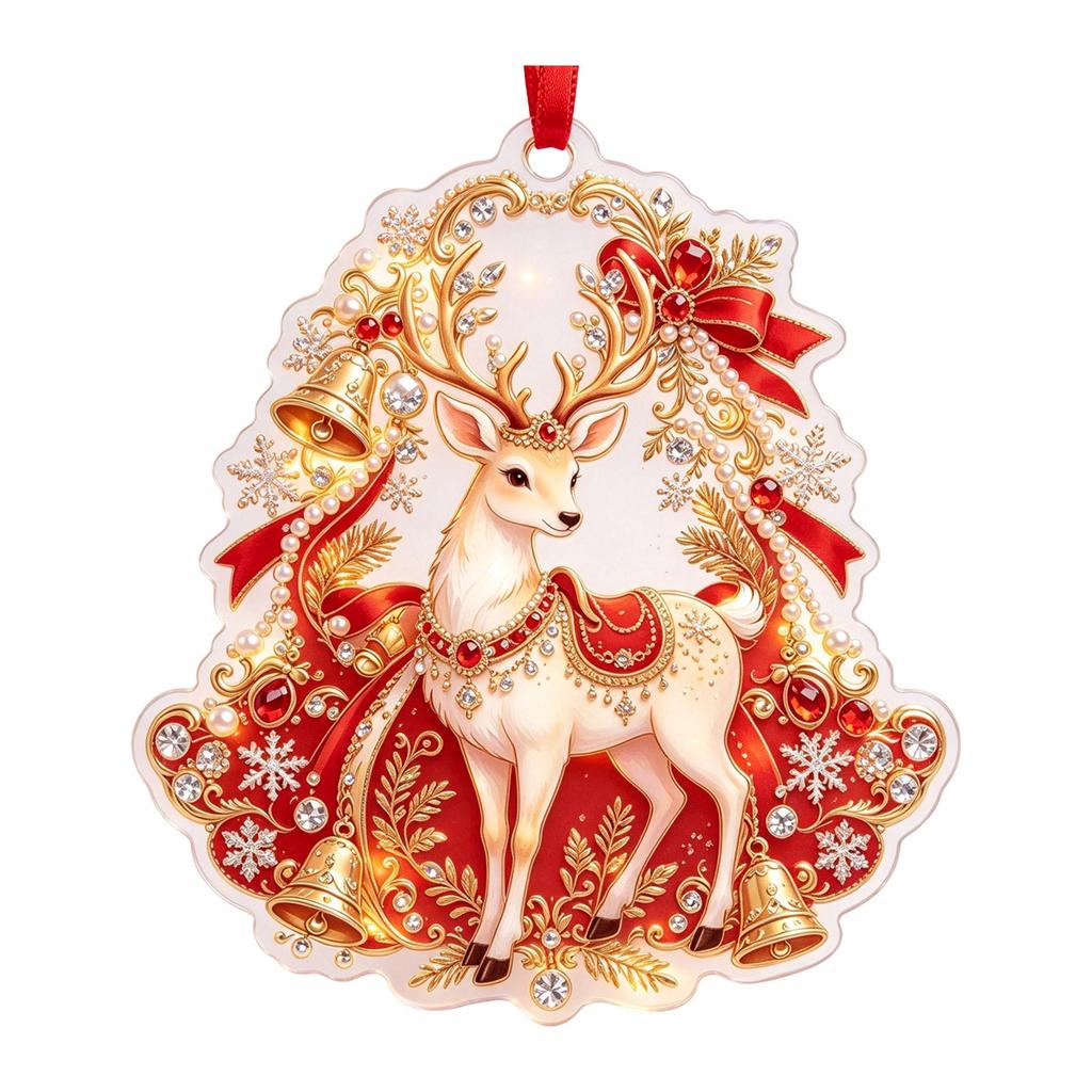 Christmas Hanging Ornament Vintage 2D Acrylic for Holiday Tree and Home Decor
