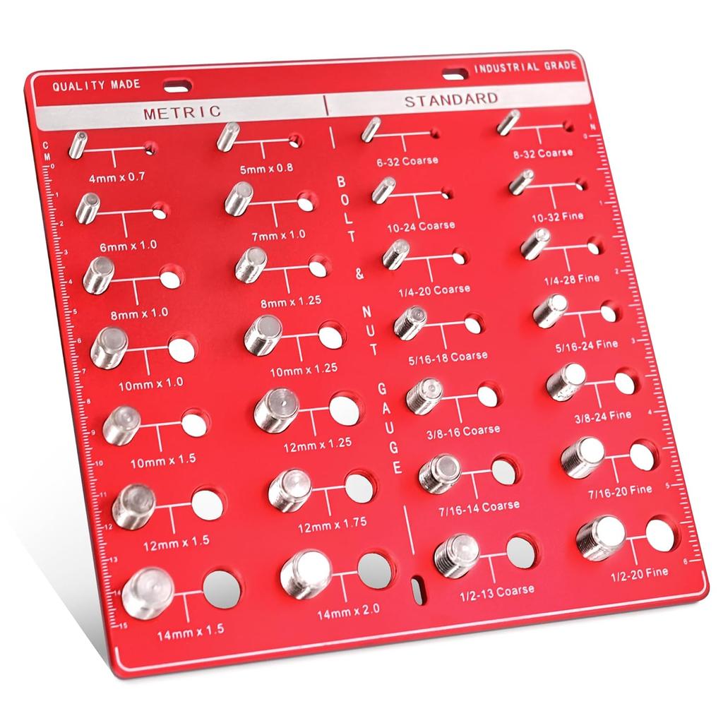 Thread Checker, 28 Nut and Bolt Thread Checker, Bolt Size and Thread Gauge, Thread Checker Standard and Metric, Vktoma Aluminum Bolt and Nut