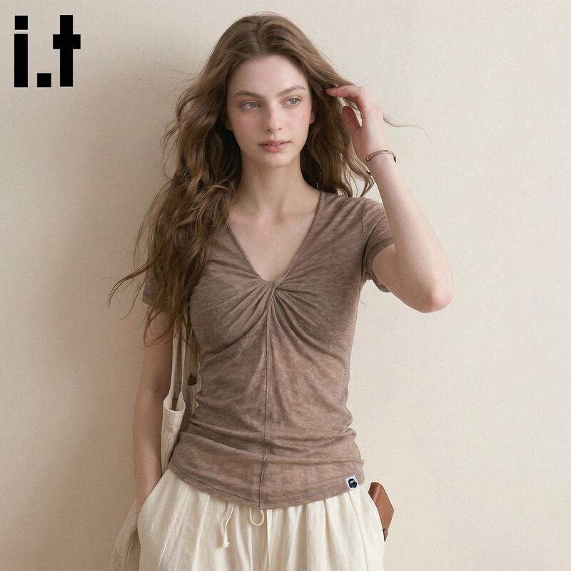 Fingercroxxit Women s French V-Neck Twist Crop Top M